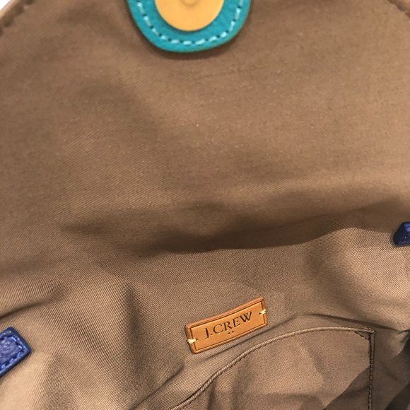 J.CREW 100% Leather Blue Clutch with chain - Picture 7 of 9